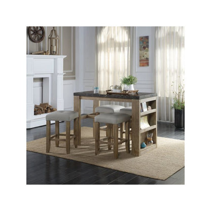 Charnell Counter Height Stool (Set-2), Gary Leatherette & Oak