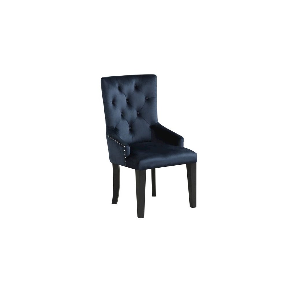 Varian II Side Chair, Dark Navy Velvet & Black