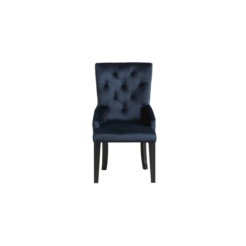 Varian II Side Chair, Dark Navy Velvet & Black