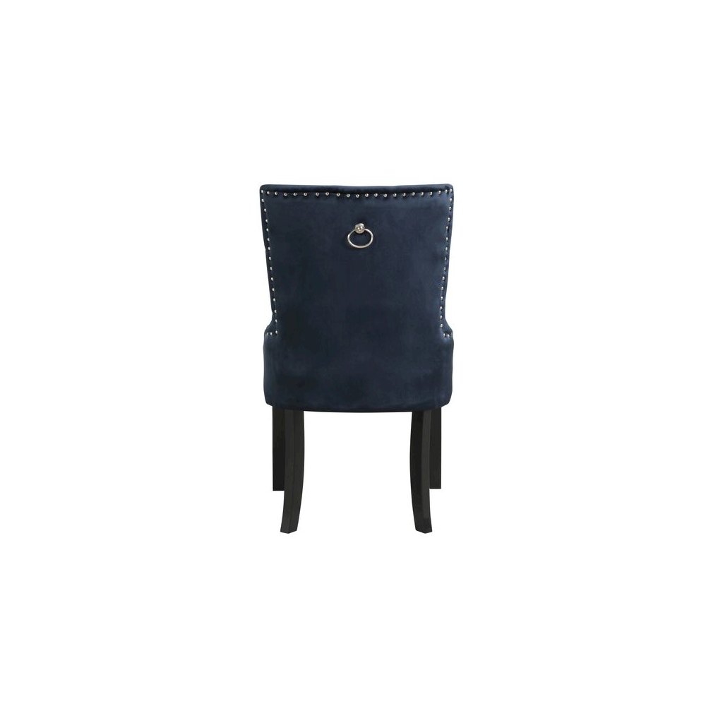 Varian II Side Chair, Dark Navy Velvet & Black