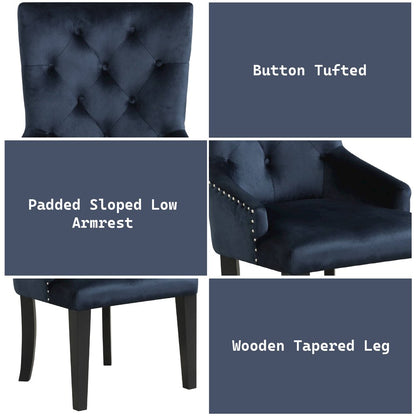 Varian II Side Chair, Dark Navy Velvet & Black