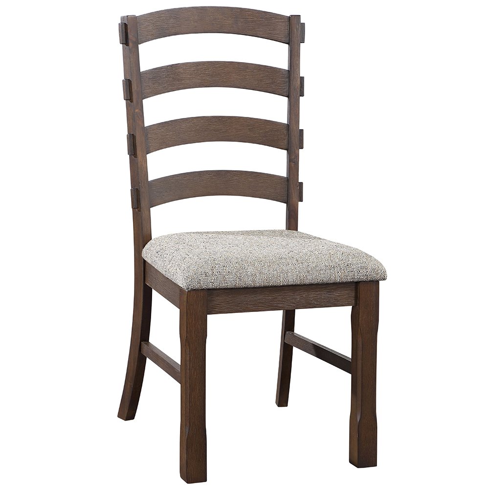 Pascaline Side Chair (Set-2), Gray Fabric, Rustic Brown & Oak