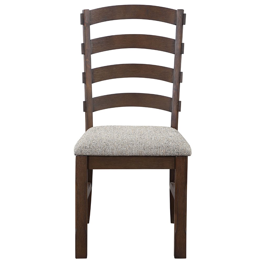 Pascaline Side Chair (Set-2), Gray Fabric, Rustic Brown & Oak