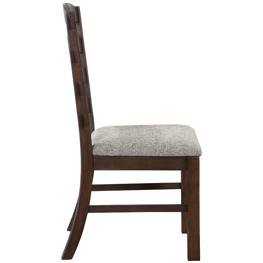 Pascaline Side Chair (Set-2), Gray Fabric, Rustic Brown & Oak