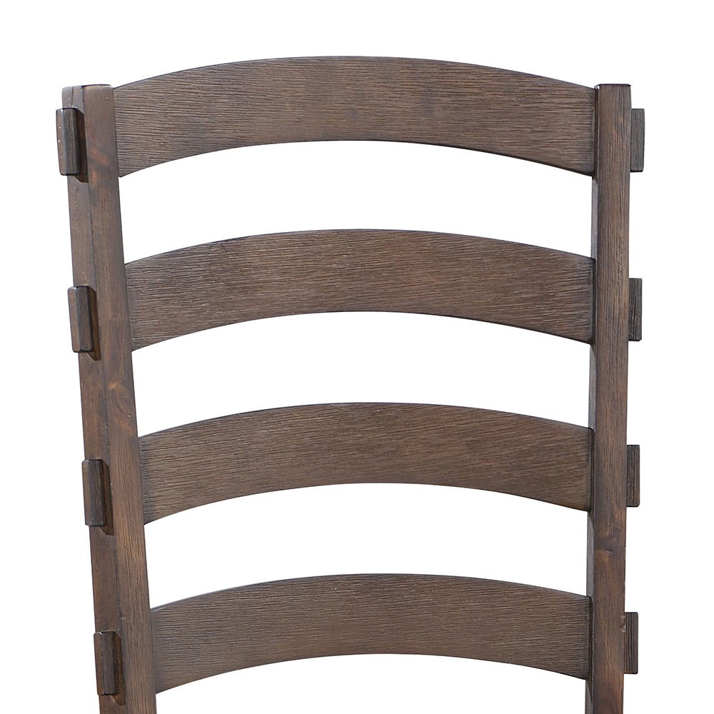 Pascaline Side Chair (Set-2), Gray Fabric, Rustic Brown & Oak