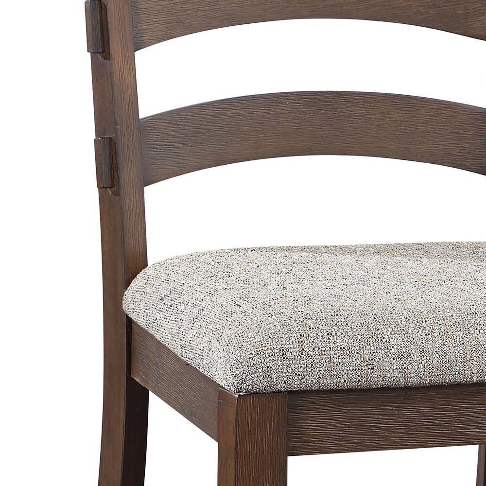 Pascaline Side Chair (Set-2), Gray Fabric, Rustic Brown & Oak