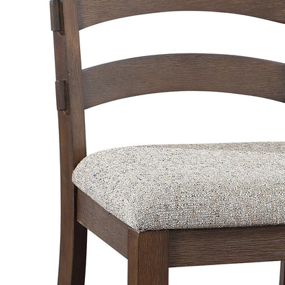 Pascaline Side Chair (Set-2), Gray Fabric, Rustic Brown & Oak