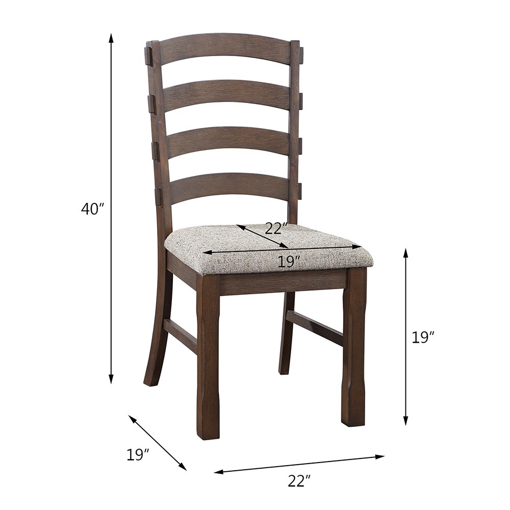 Pascaline Side Chair (Set-2), Gray Fabric, Rustic Brown & Oak