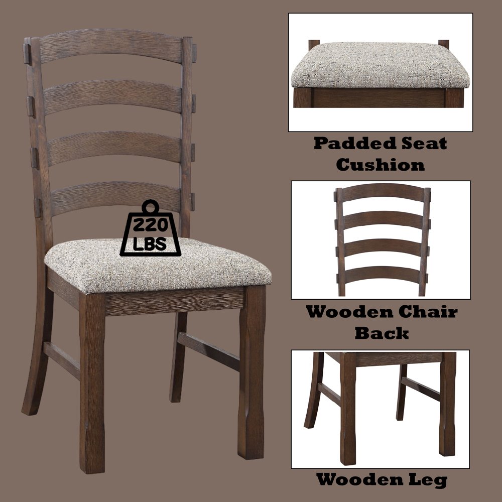 Pascaline Side Chair (Set-2), Gray Fabric, Rustic Brown & Oak