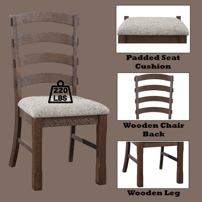 Pascaline Side Chair (Set-2), Gray Fabric, Rustic Brown & Oak