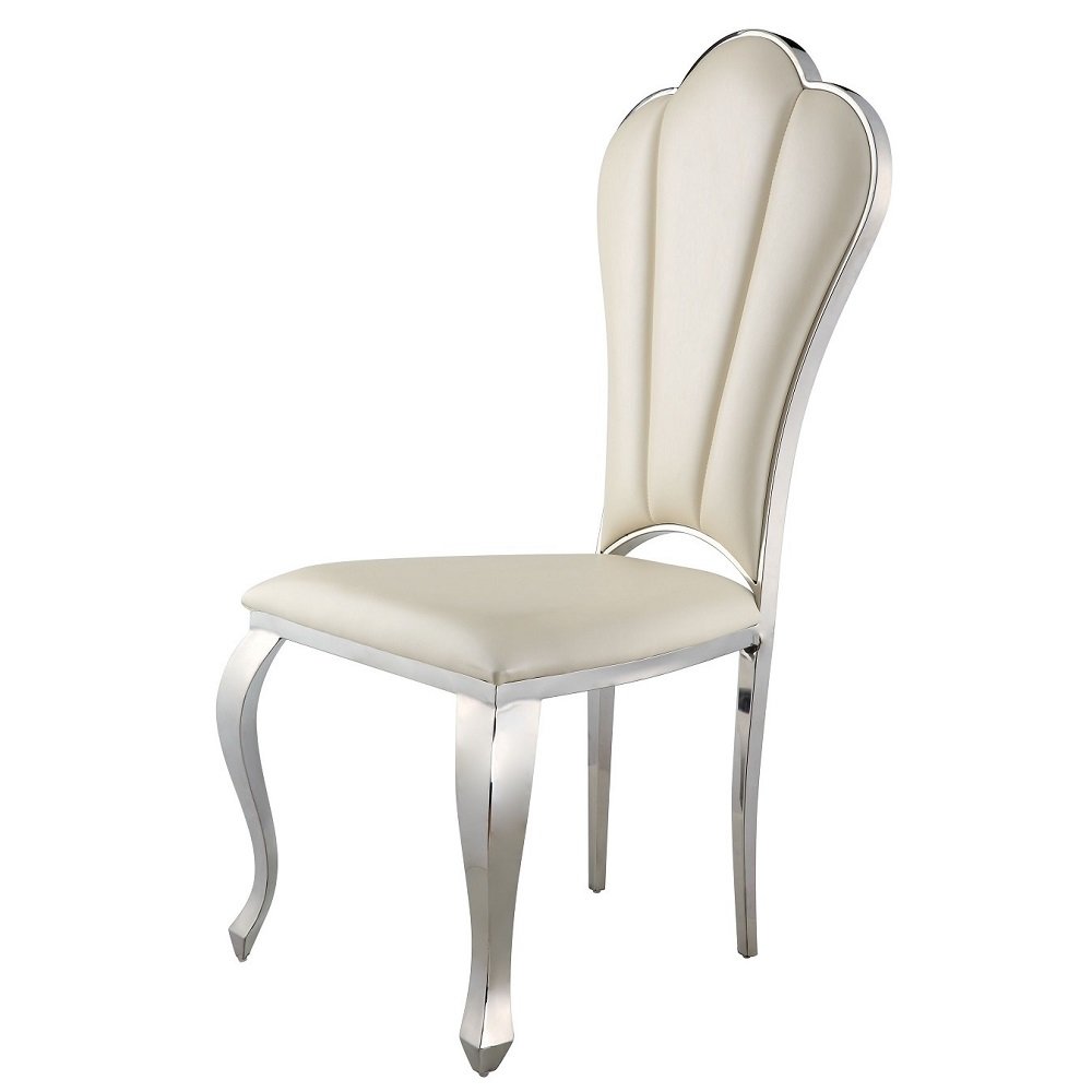 Cyrene Side Chair (Set-2), Beige Leatherette