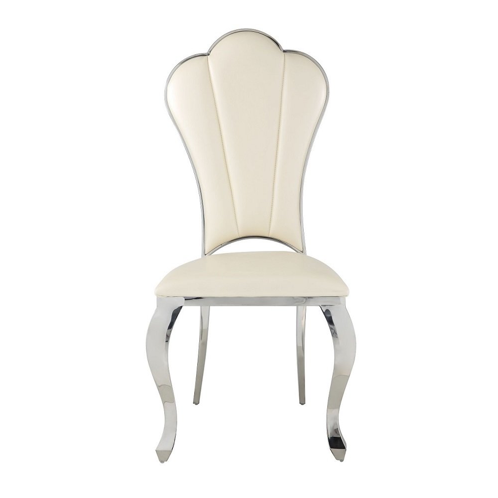 Cyrene Side Chair (Set-2), Beige Leatherette