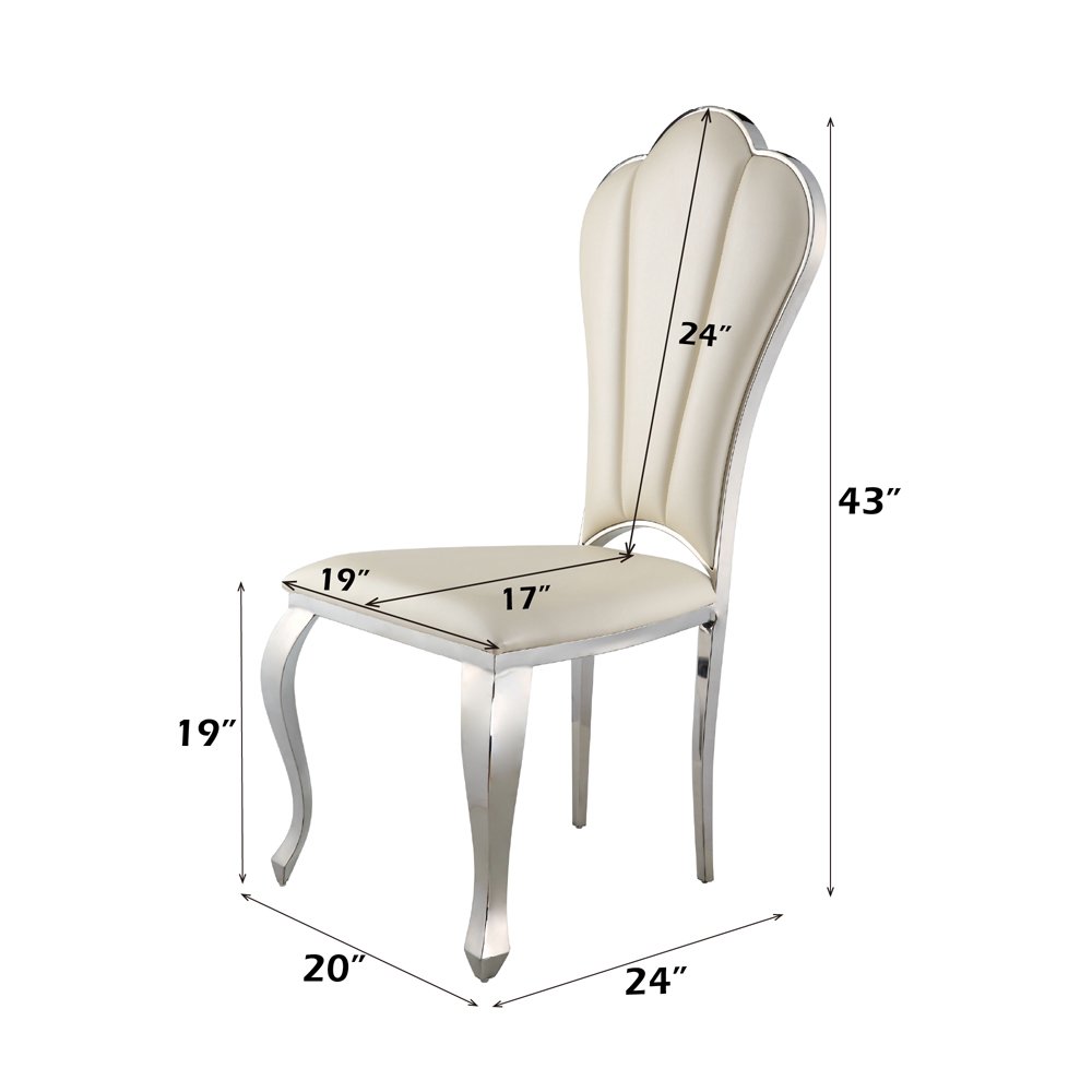 Cyrene Side Chair (Set-2), Beige Leatherette