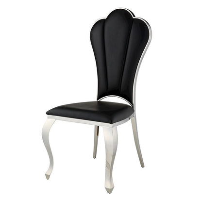 Cyrene Side Chair (Set-2), Black Leatherette