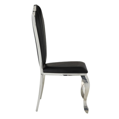 Cyrene Side Chair (Set-2), Black Leatherette