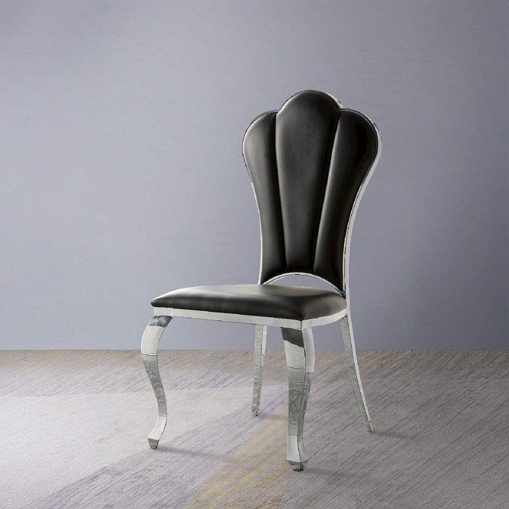Cyrene Side Chair (Set-2), Black Leatherette
