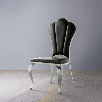 Cyrene Side Chair (Set-2), Black Leatherette