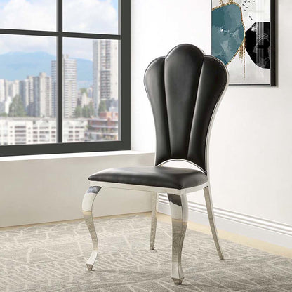 Cyrene Side Chair (Set-2), Black Leatherette