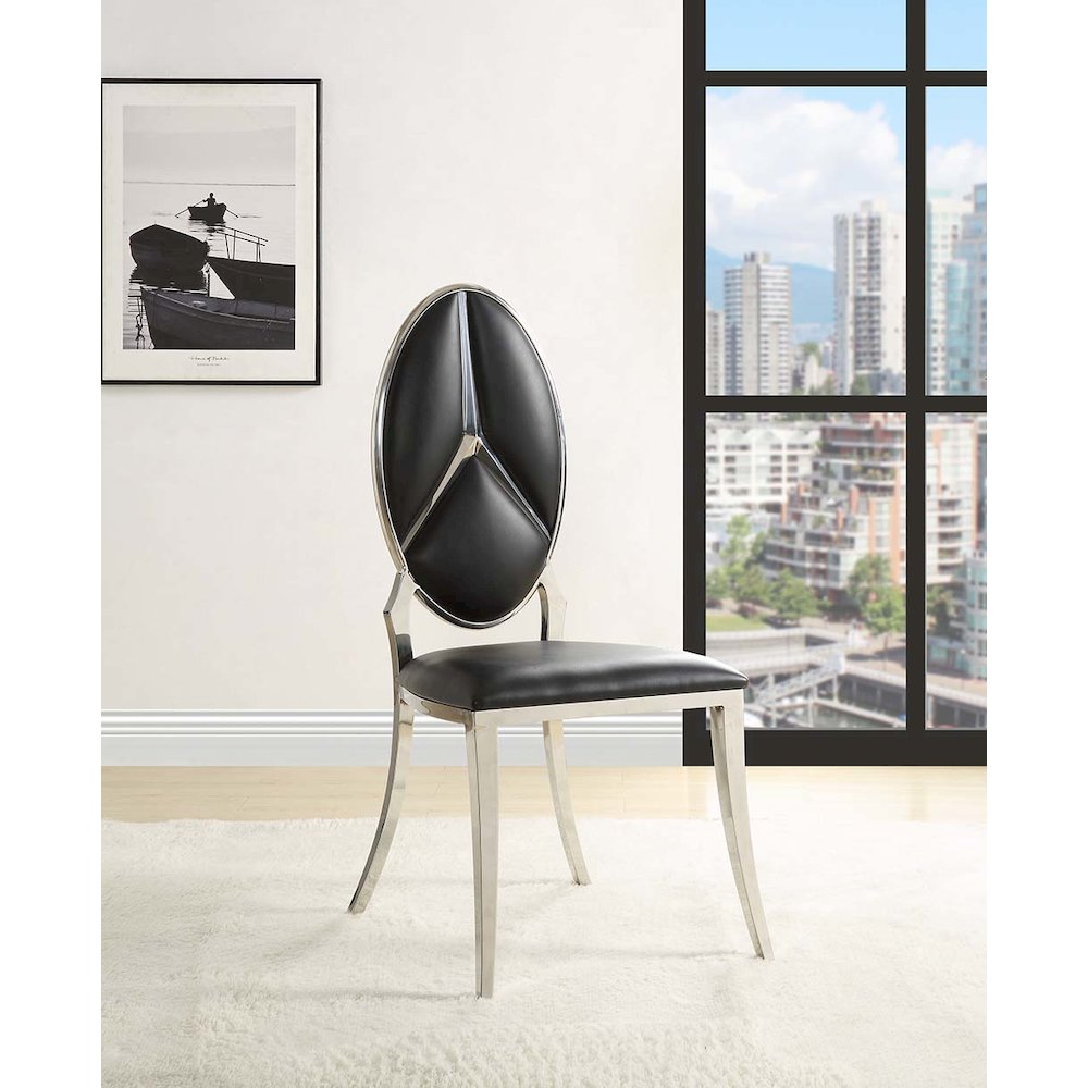 Cyrene Side Chair (Set-2), Black Leatherette
