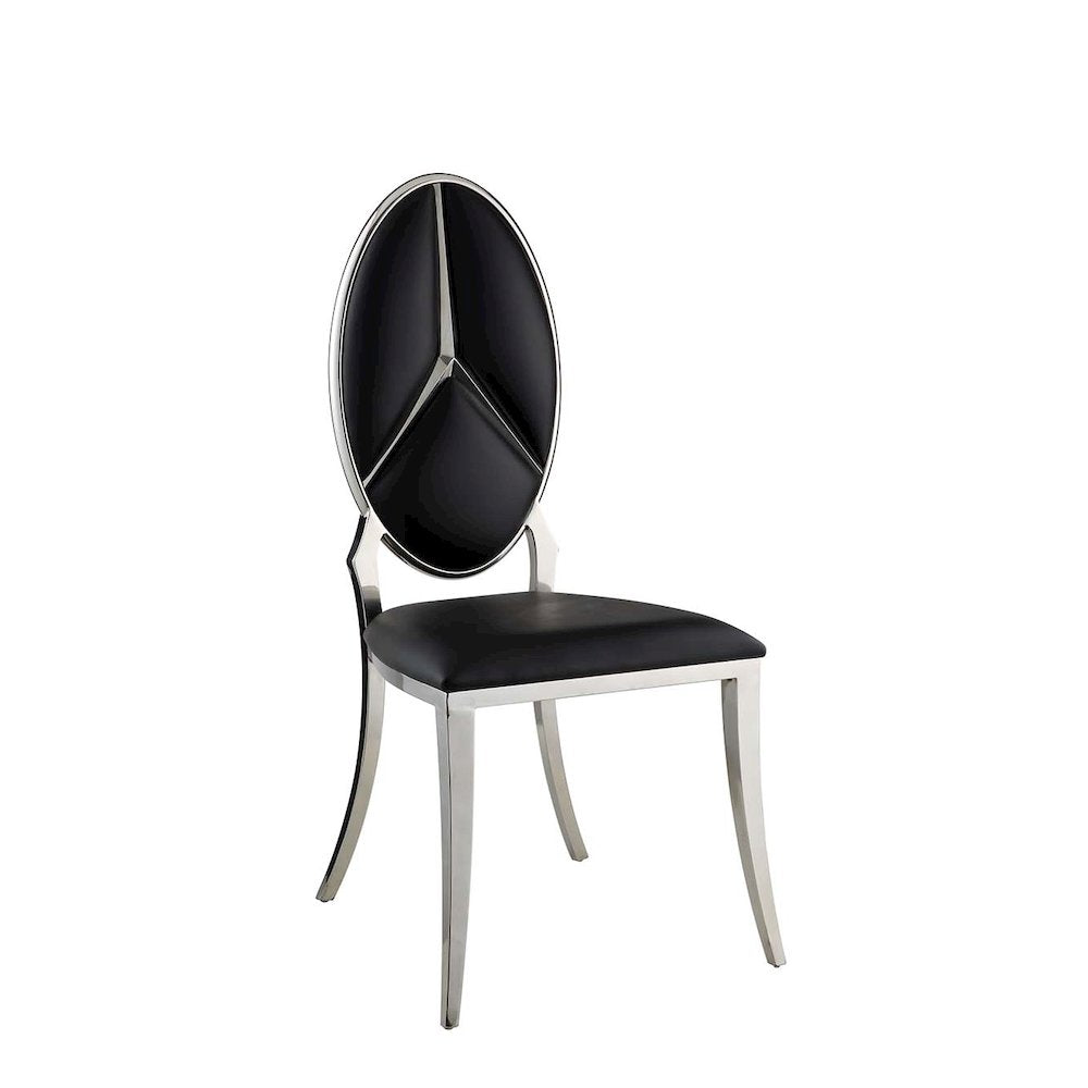 Cyrene Side Chair (Set-2), Black Leatherette