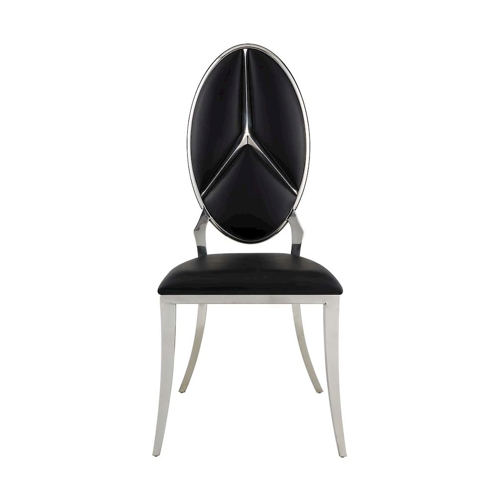 Cyrene Side Chair (Set-2), Black Leatherette