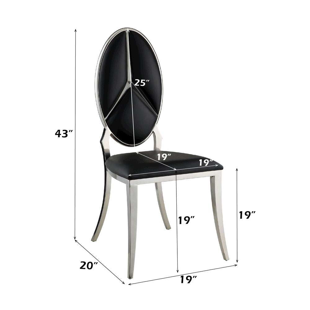 Cyrene Side Chair (Set-2), Black Leatherette