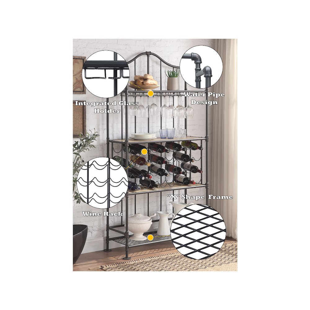 Edina Wine Rack, Oak & Sandy Black