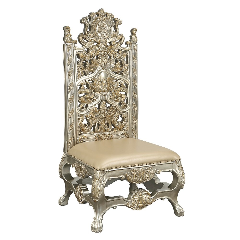 Danae Side Chair (Set-2), Leatherette, Champagne & Gold