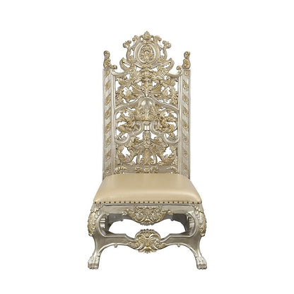Danae Side Chair (Set-2), Leatherette, Champagne & Gold