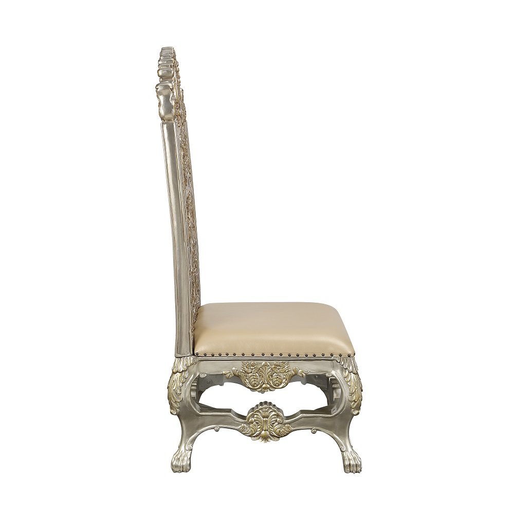 Danae Side Chair (Set-2), Leatherette, Champagne & Gold