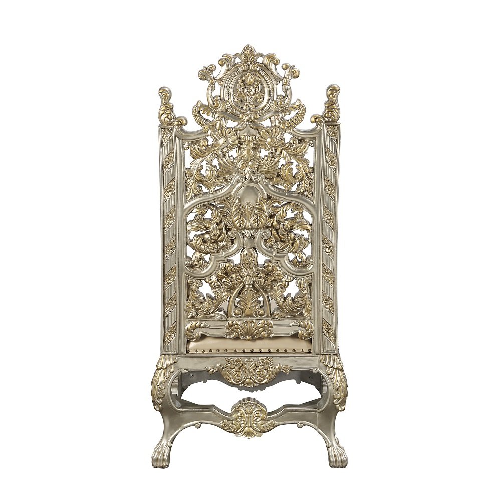 Danae Side Chair (Set-2), Leatherette, Champagne & Gold