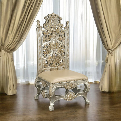 Danae Side Chair (Set-2), Leatherette, Champagne & Gold
