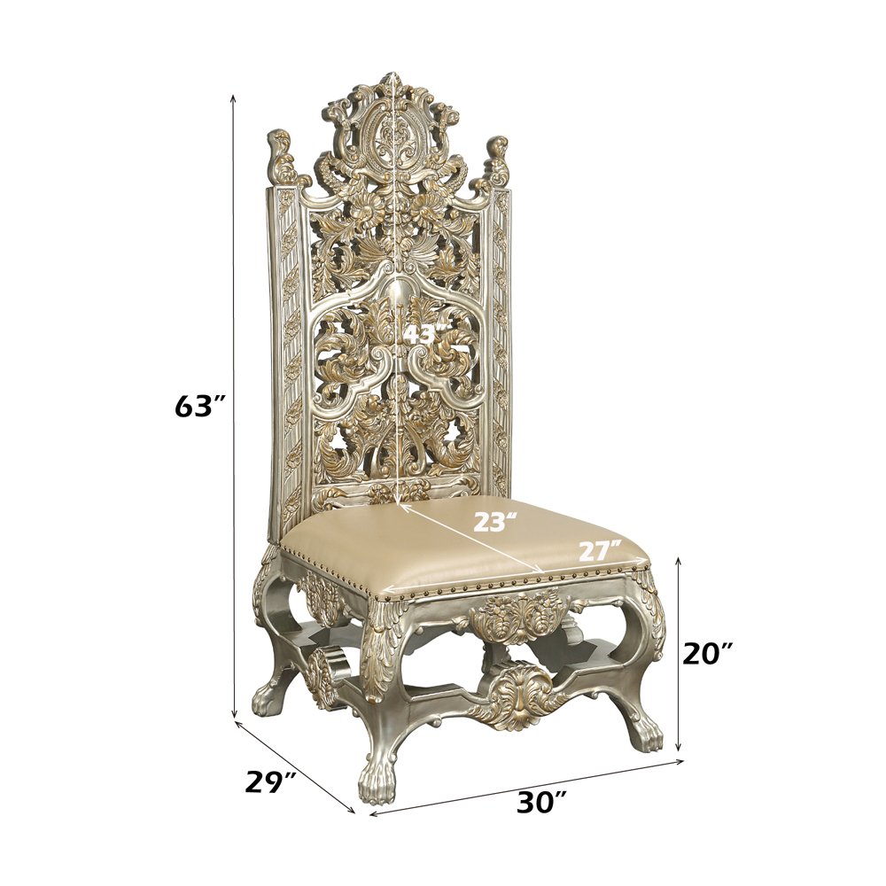 Danae Side Chair (Set-2), Leatherette, Champagne & Gold