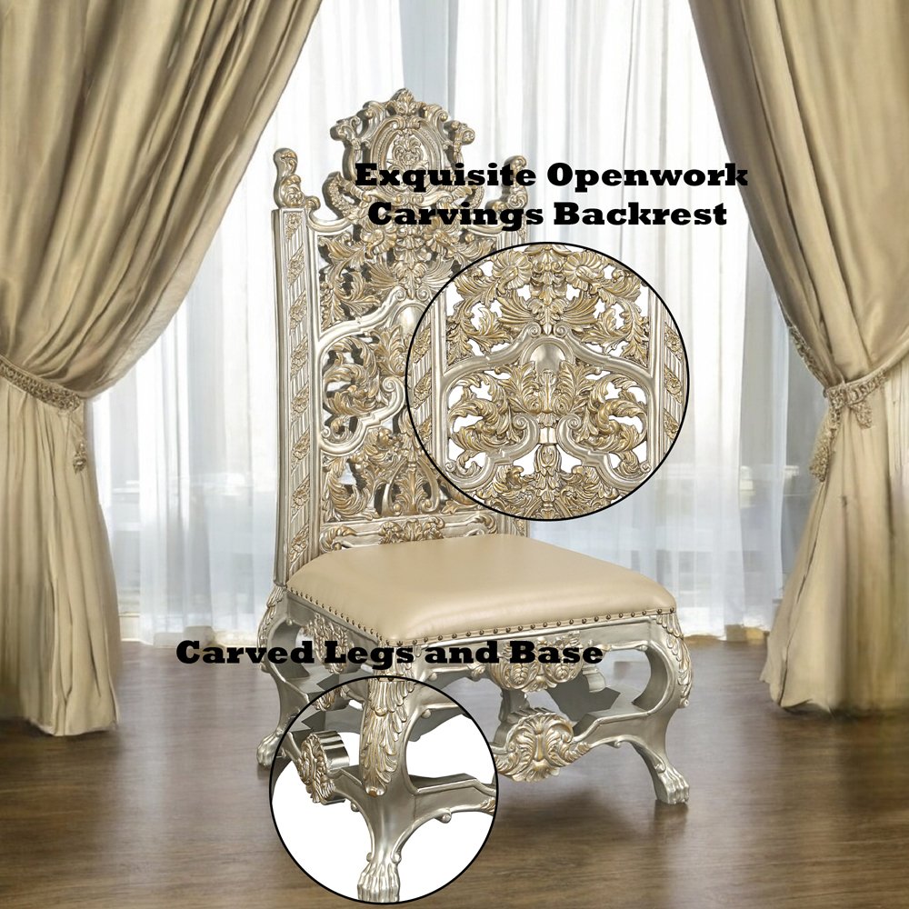 Danae Side Chair (Set-2), Leatherette, Champagne & Gold