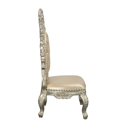 Sorina Side Chair (Set-2), Leatherette & Antique Gold