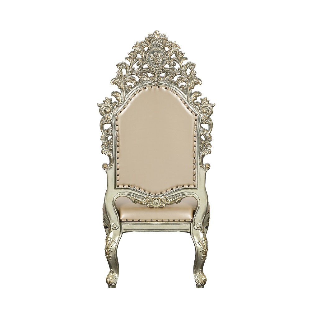 Sorina Side Chair (Set-2), Leatherette & Antique Gold