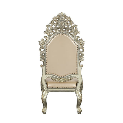 Sorina Side Chair (Set-2), Leatherette & Antique Gold