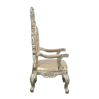 Sorina Arm Chair (Set-2), Leatherette & Antique Gold