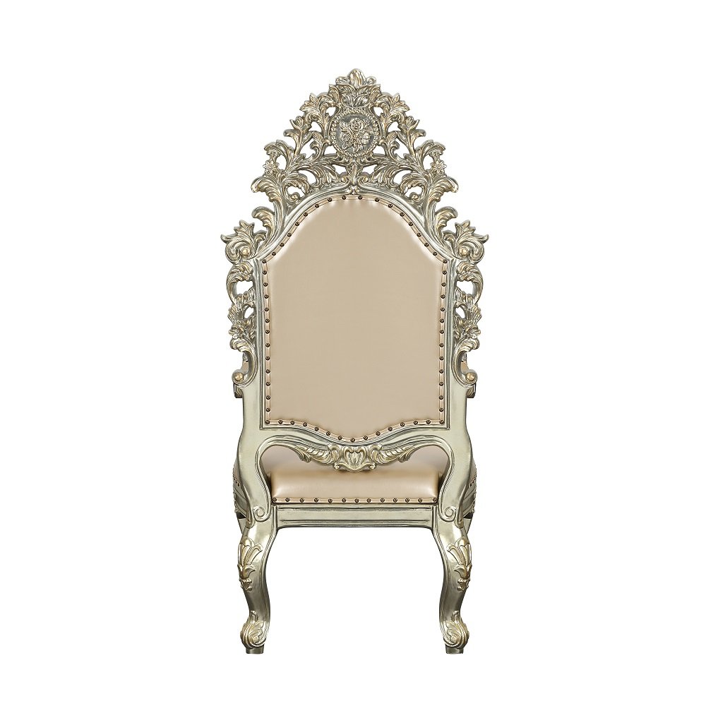 Sorina Arm Chair (Set-2), Leatherette & Antique Gold
