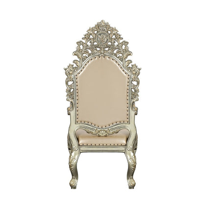 Sorina Arm Chair (Set-2), Leatherette & Antique Gold