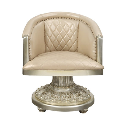 Sorina Arm Chair, Leatherette & Antique Gold