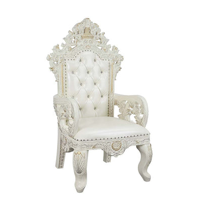 Adara Arm Chair (Set-2), Pearl White Leatherette & Antique White