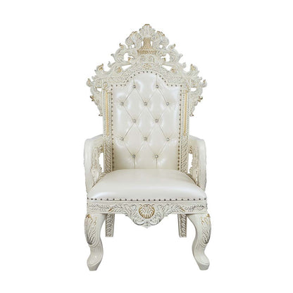 Adara Arm Chair (Set-2), Pearl White Leatherette & Antique White
