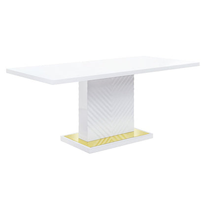 Gaines Dining Table w/Pedestal Base, White High Gloss