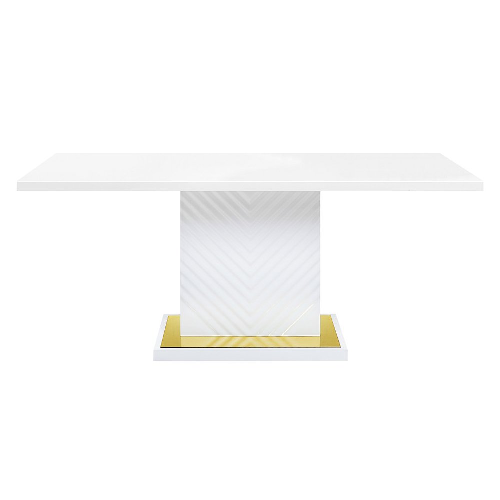 Gaines Dining Table w/Pedestal Base, White High Gloss