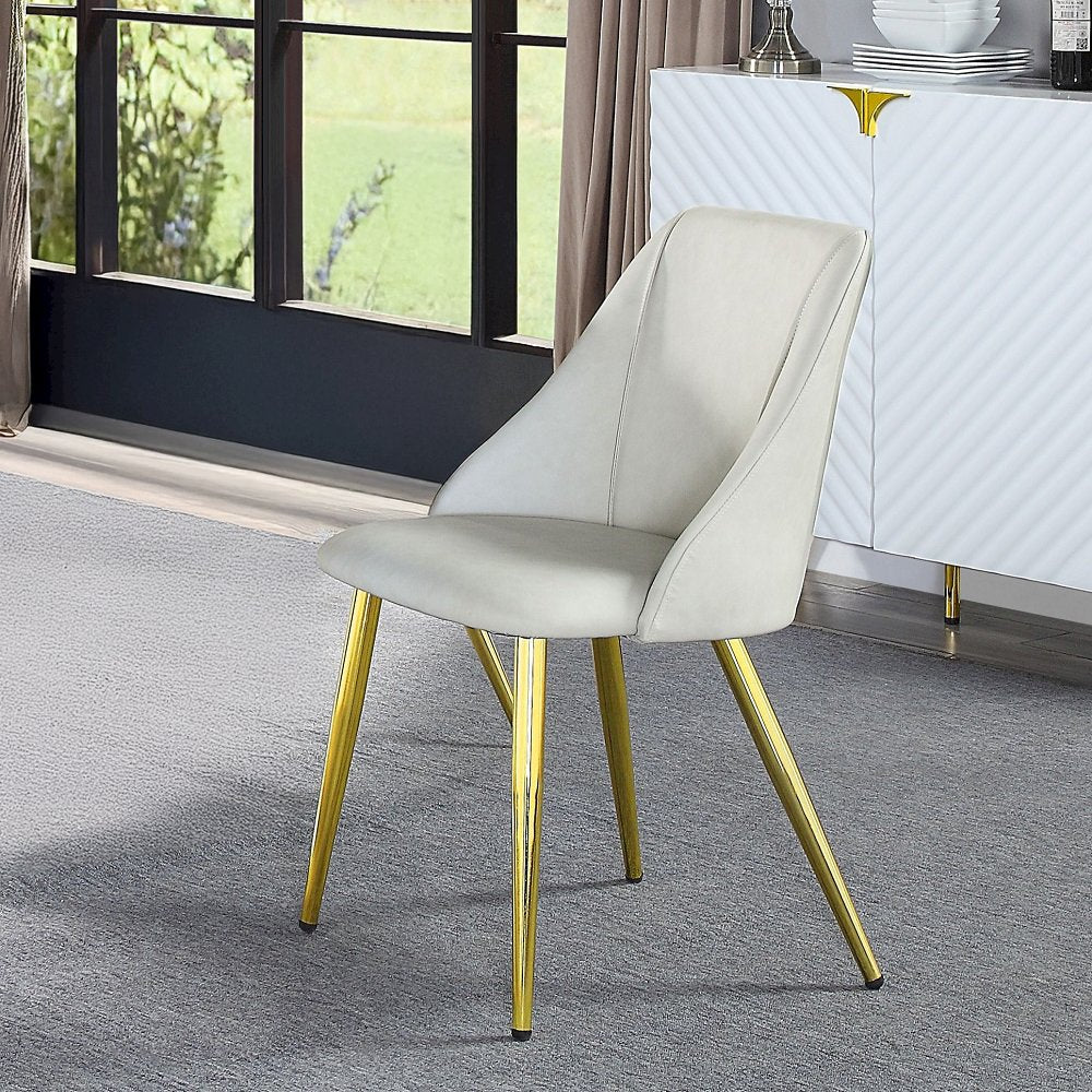 Gaines Side Chair(Set-2), White Leatherette