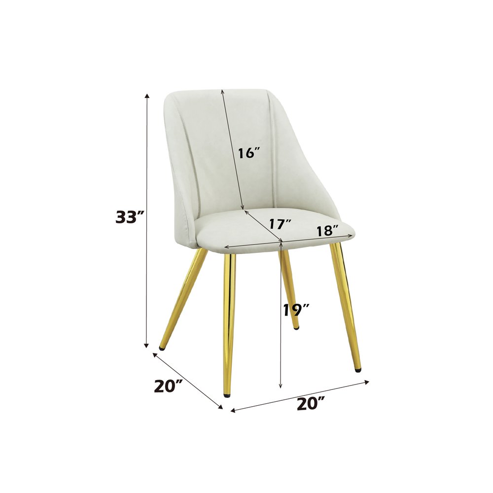 Gaines Side Chair(Set-2), White Leatherette