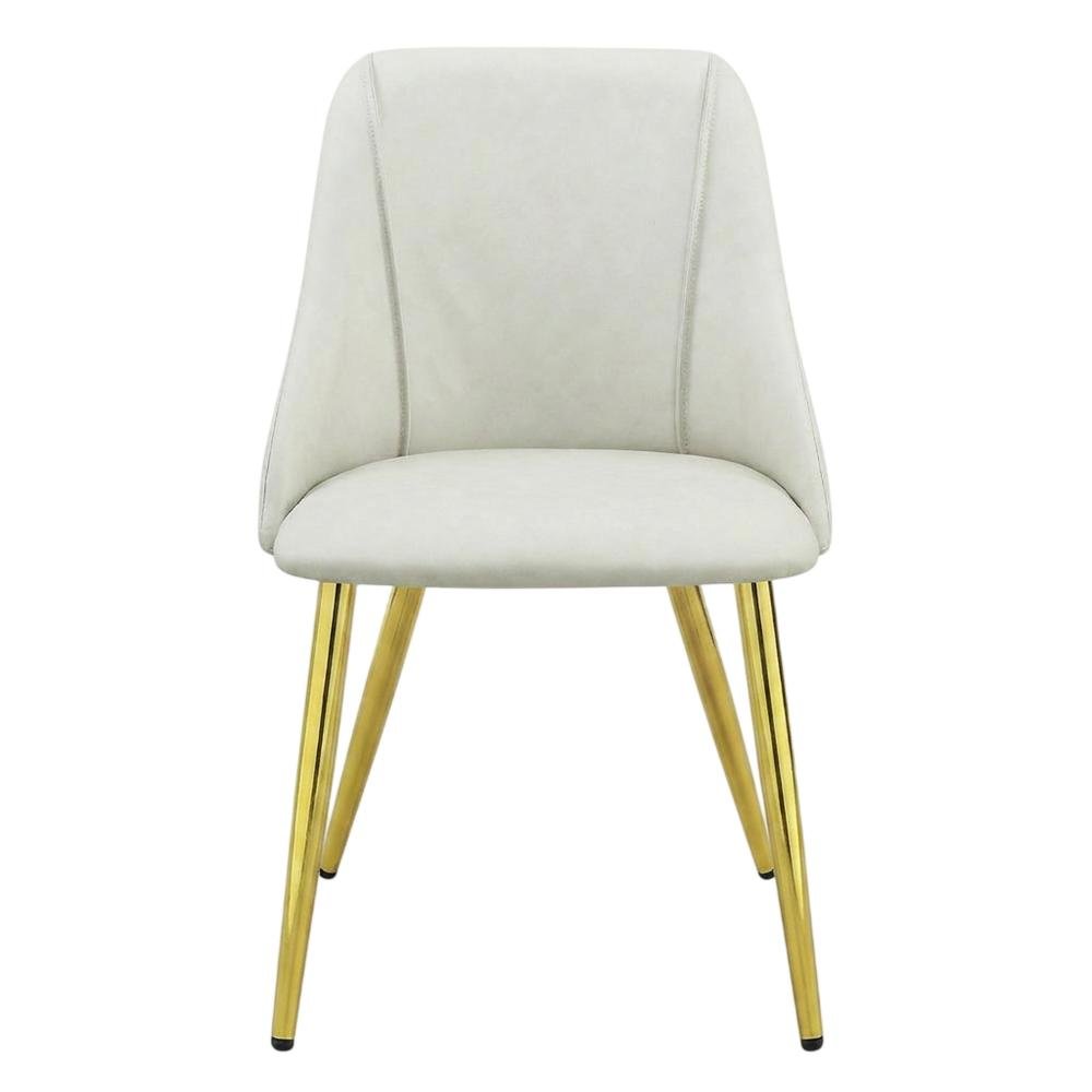 PU Leather Dining Chairs, Contemporary Living Room Accents, White Synthetic, Set of 2