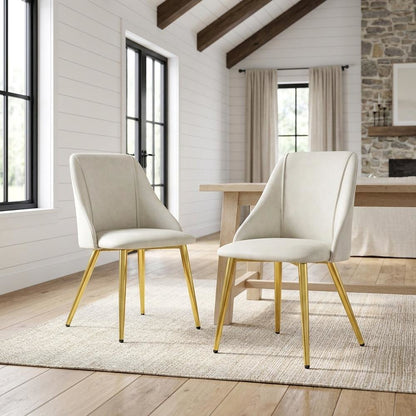 PU Leather Dining Chairs, Contemporary Living Room Accents, White Synthetic, Set of 2