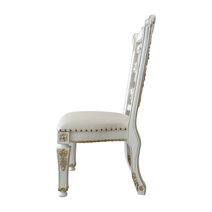 Vendome Side Chair (Set-2), Leatherette & Antique Pearl